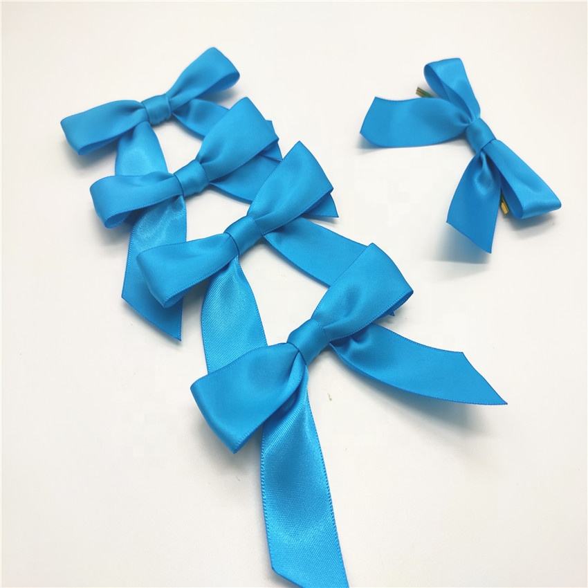 Custom Blue Ribbon Bow for High-Quality Tie Gift Packaging