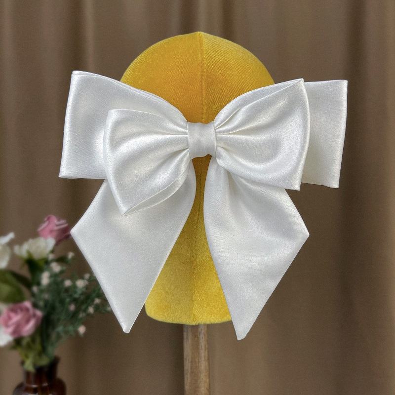 Premium Custom Pre-Tied White Ribbon Bow with Elastic