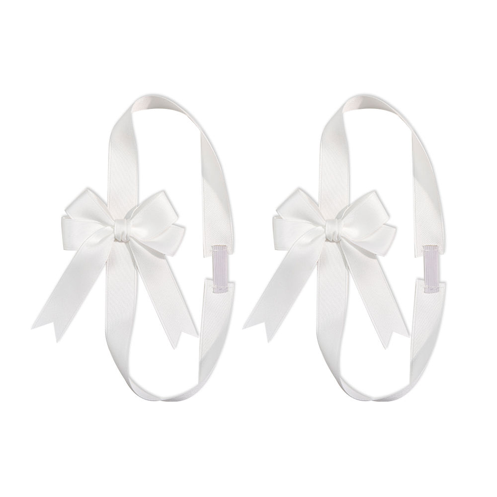 Premium Custom Pre-Tied White Ribbon Bow with Elastic