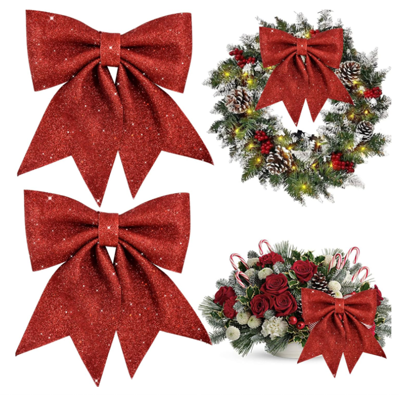 DIY Santa Hat & Snowflake Ribbon Bows for Christmas Tree