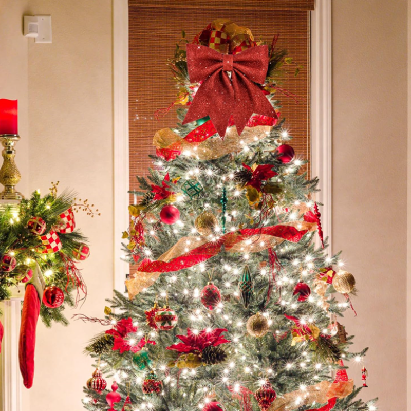 red gold silver christmas ribbon bows