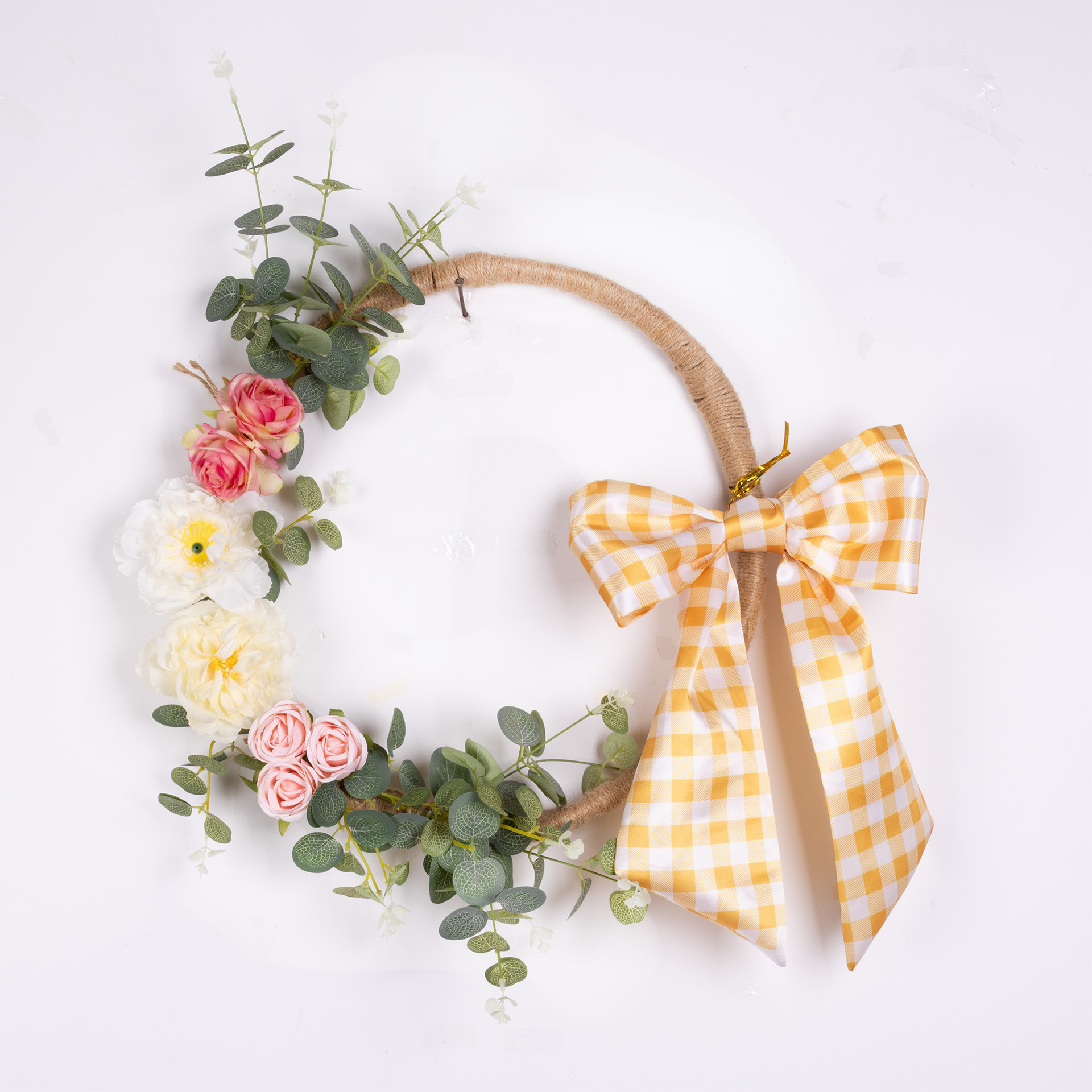 Christmas Plaid Wreath Ribbon Bow Front Door Custom
