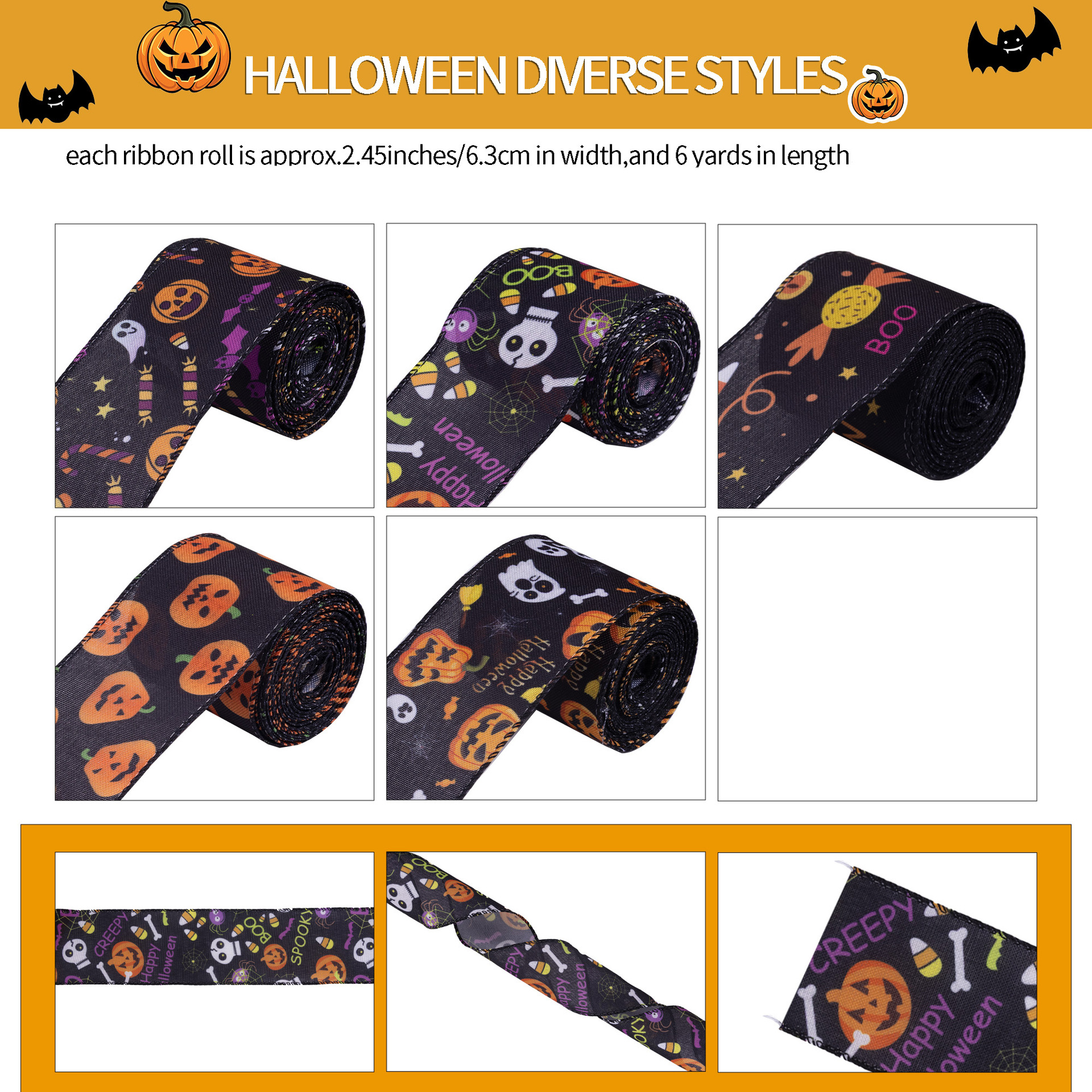 Custom Halloween Wired Ribbon Bow
