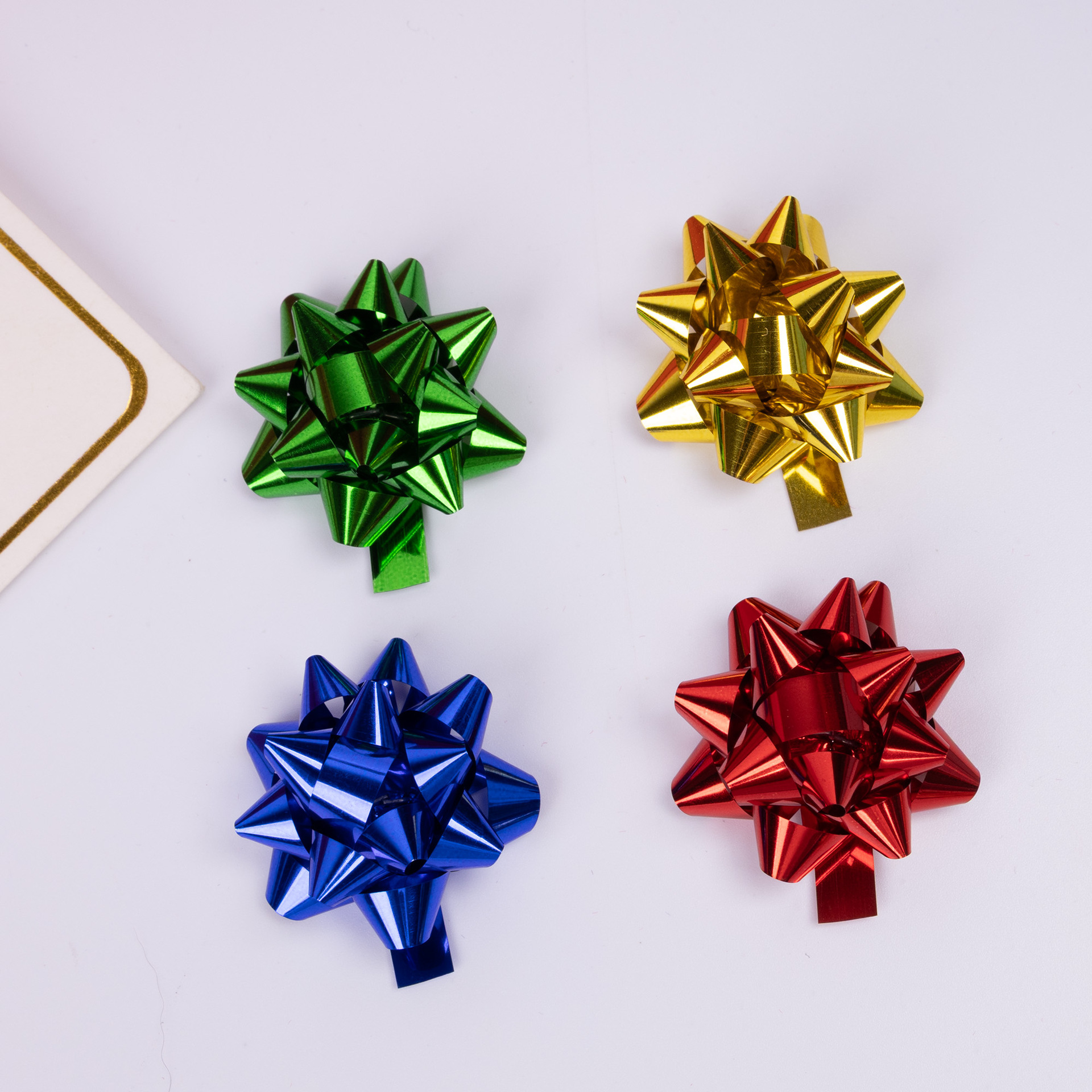 Pre Made Ribbon Bows - Flocked Star & Rose Decor
