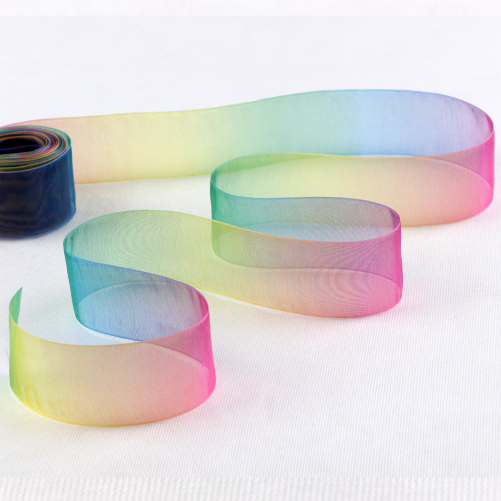 Iridescent Organza Ribbon | 4cm Rainbow DIY Print
