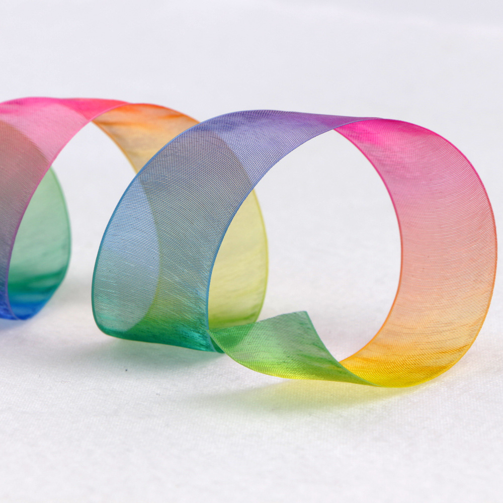 Iridescent Organza Ribbon | 4cm Rainbow DIY Print