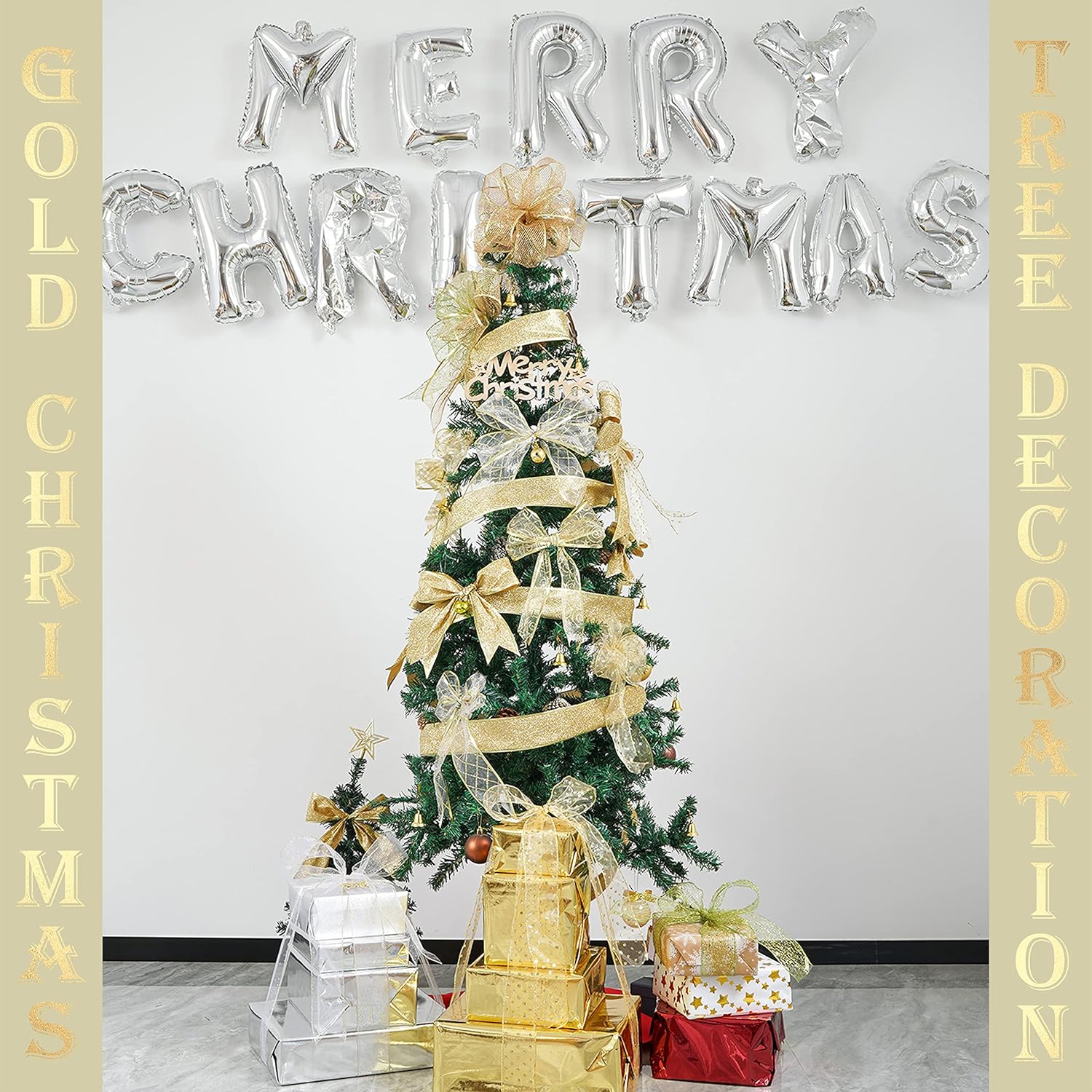 Christmas gold wired edge ribbon