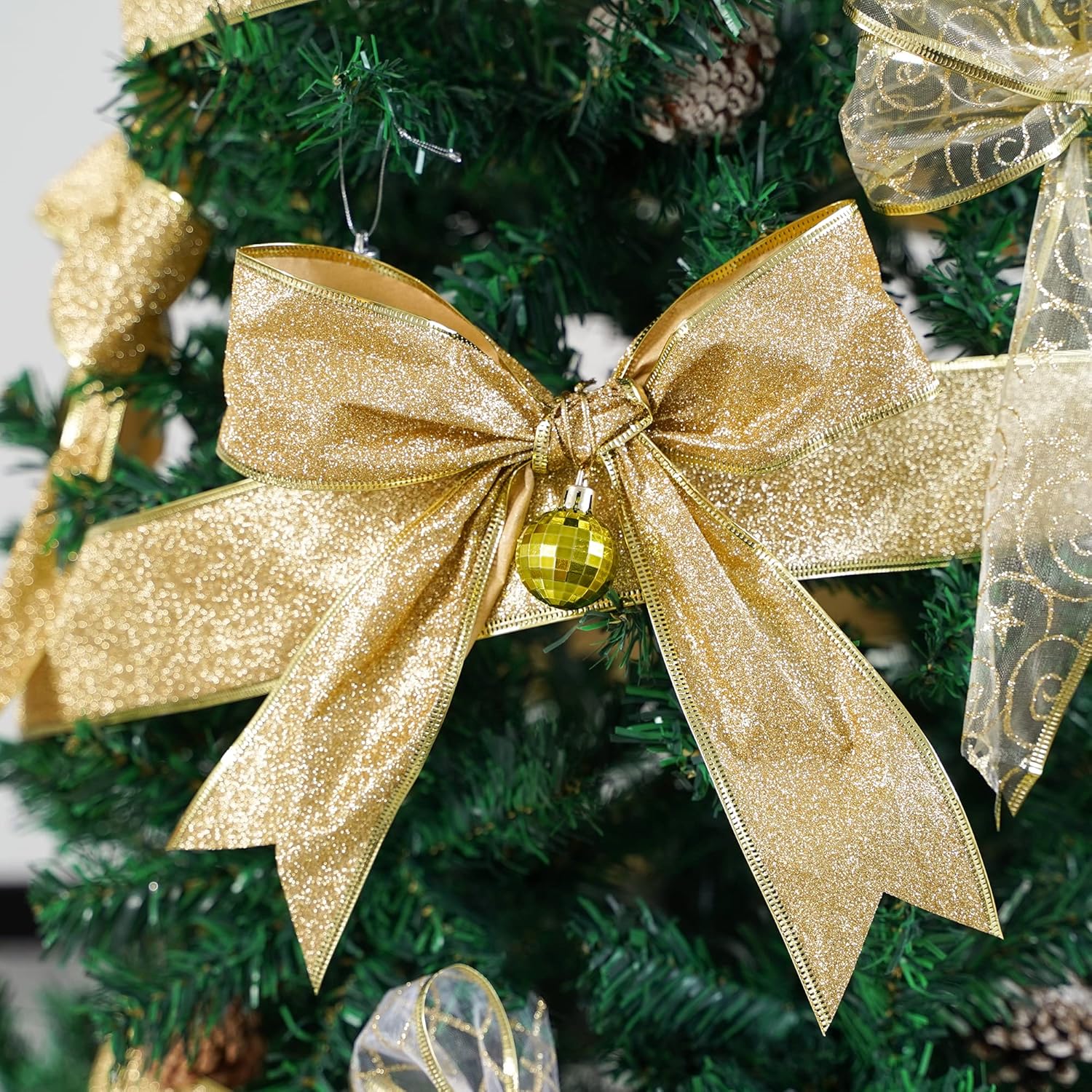 Gold Wire Mesh Ribbon for Wreaths 2.5 Inch, 6 Rolls for Decor