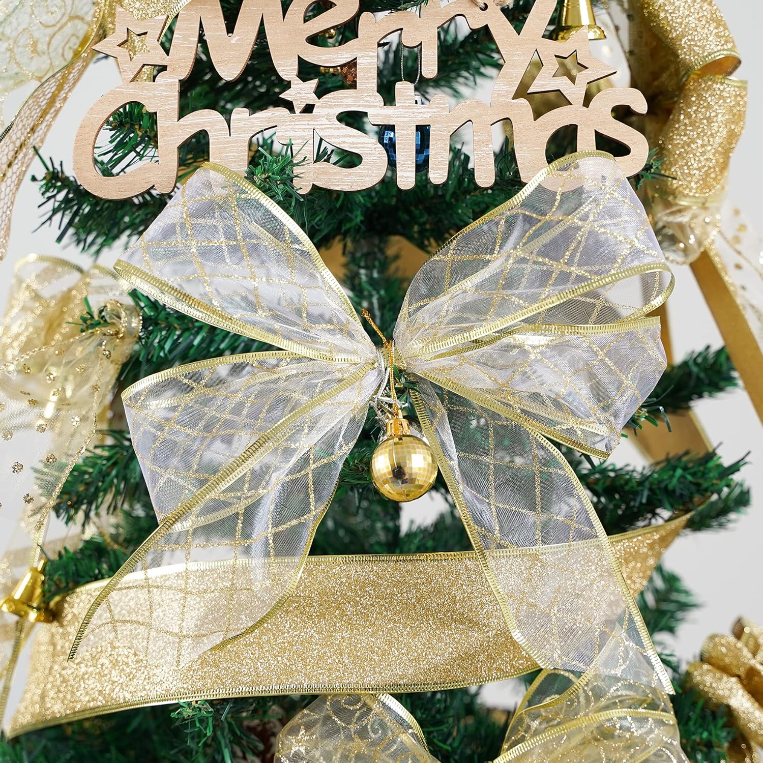 Gold Wire Mesh Ribbon for Wreaths 2.5 Inch, 6 Rolls for Decor