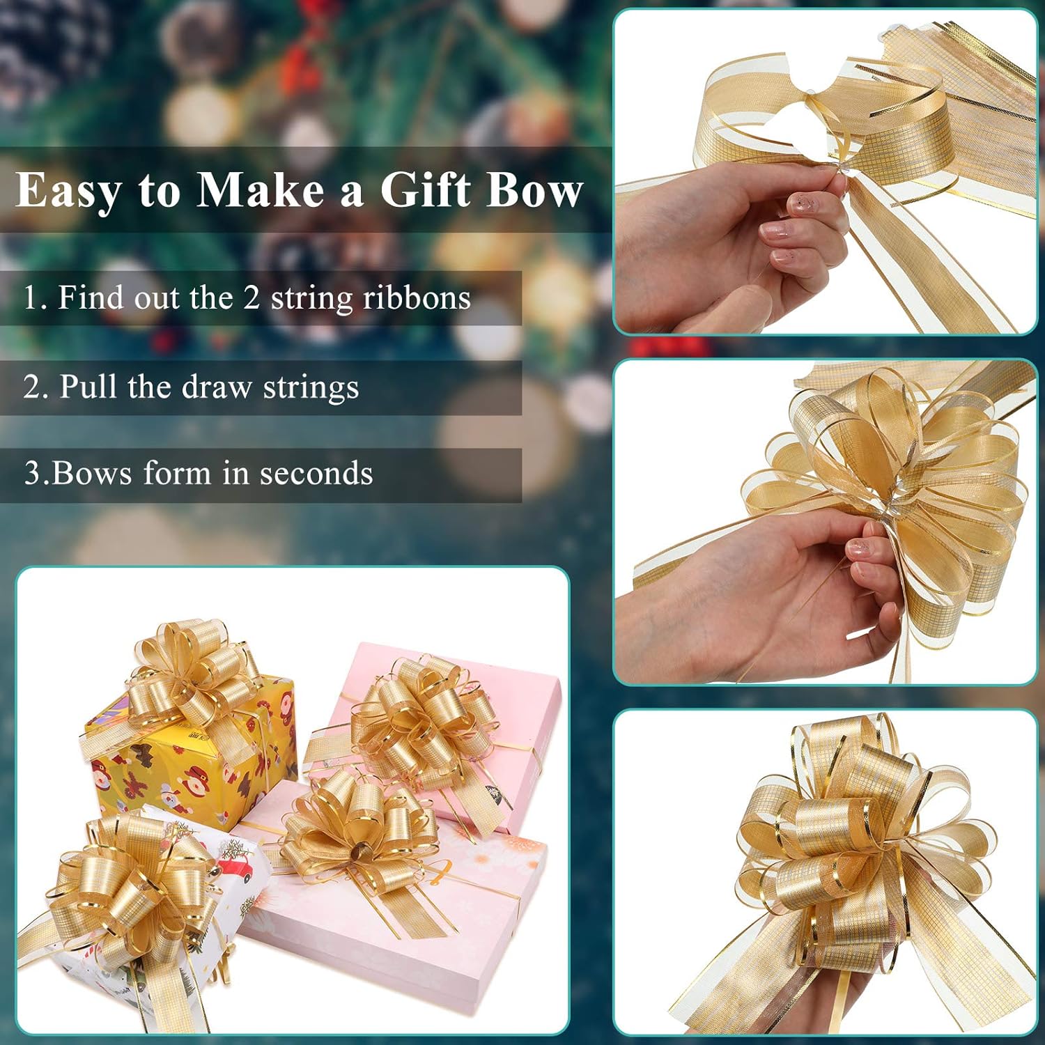 Gift Pull Bows for Christmas, Wedding, Valentine's Day