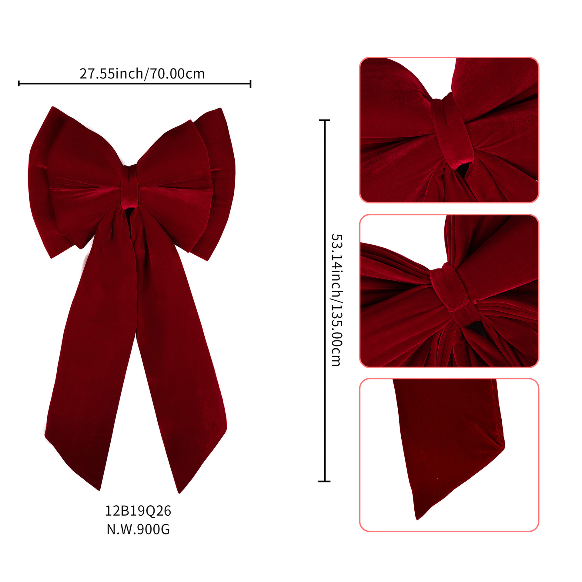 Red Velvet Bow Tie - Christmas & Wedding Party Decor