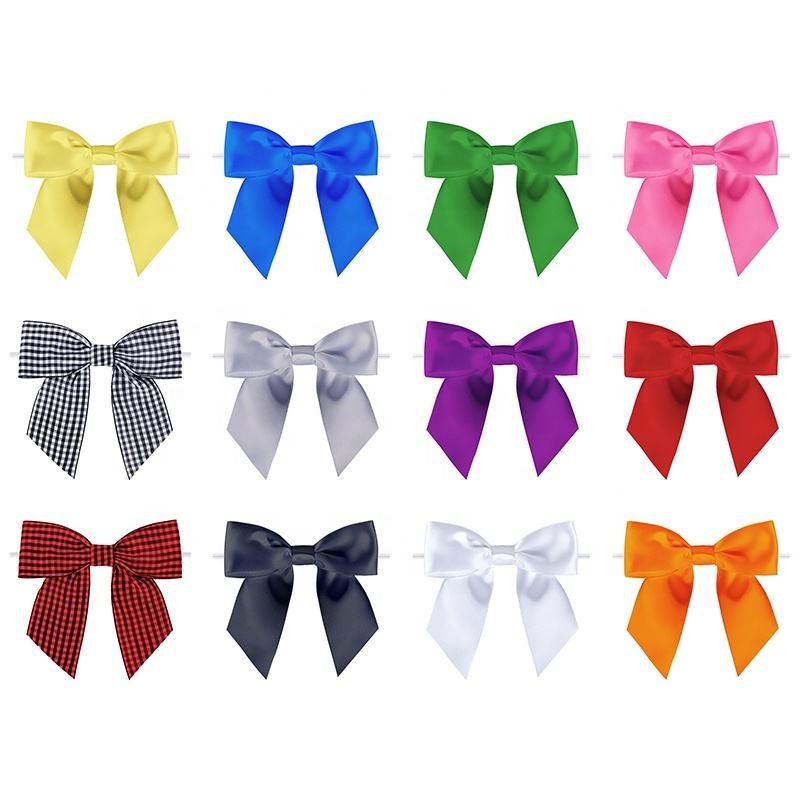Pretied Premade Craft Bows, Ribbon Bows With Twist Tie