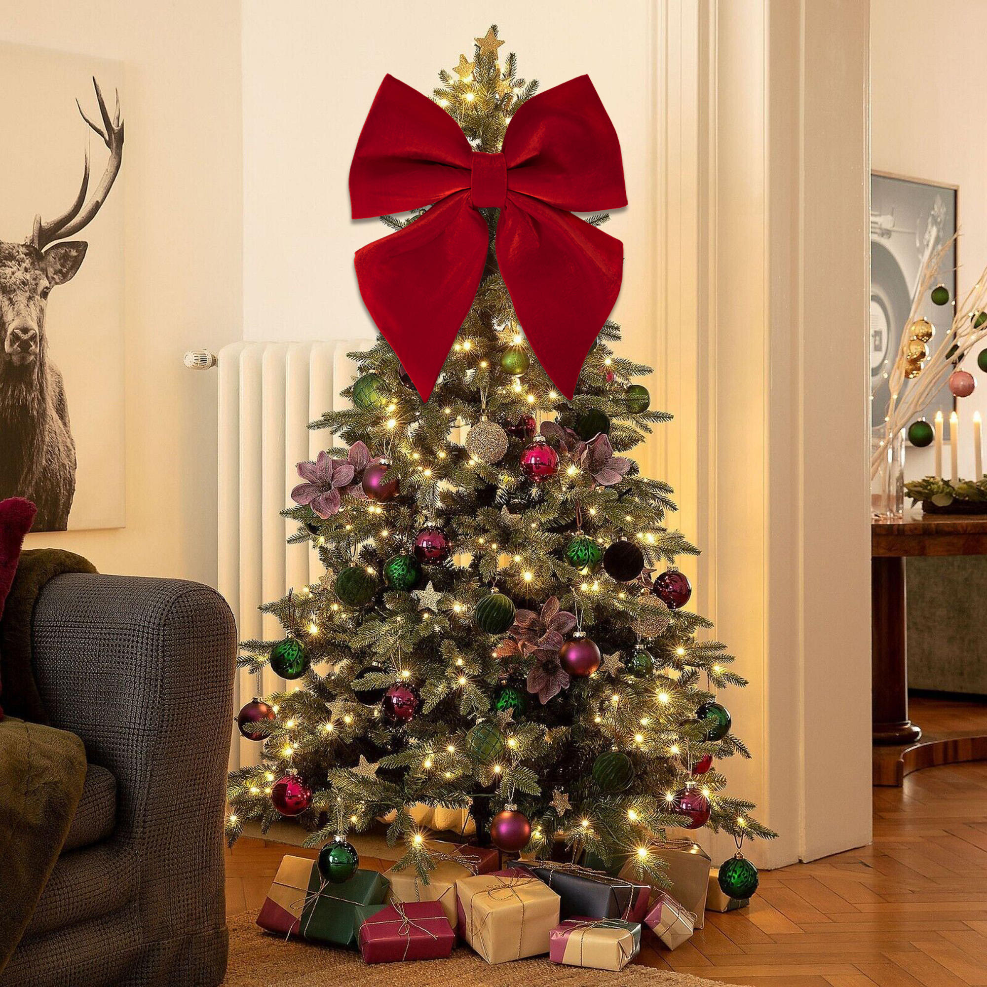 Large Festive Bows for Big Trees with Decorative Christmas Ribbon