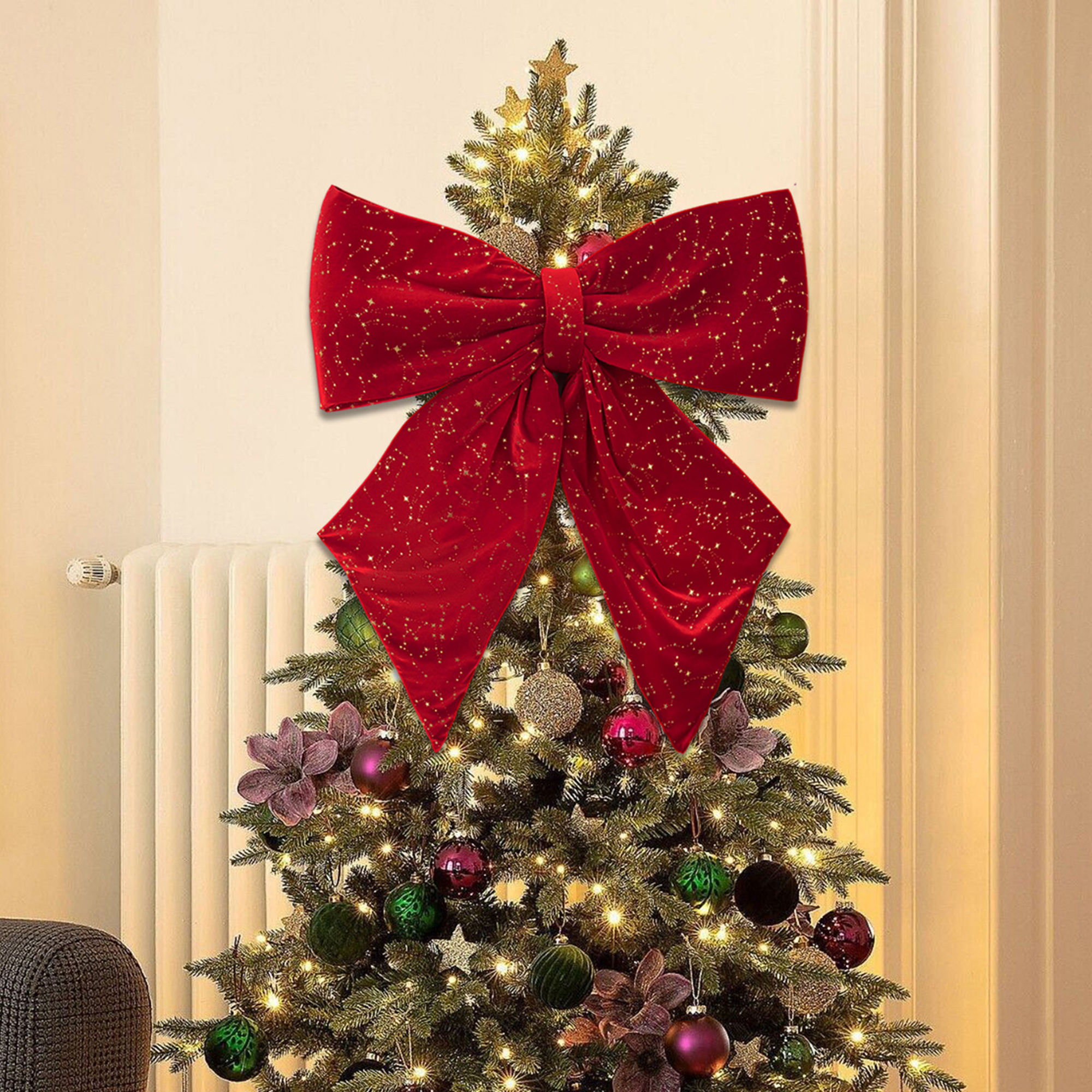 Large Festive Bows for Big Trees with Decorative Christmas Ribbon