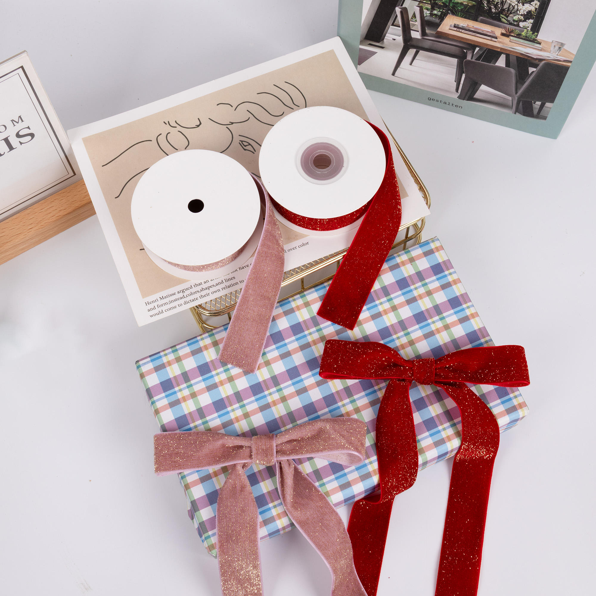 Sparkly 25mm Velvet Ribbon - Unique Design