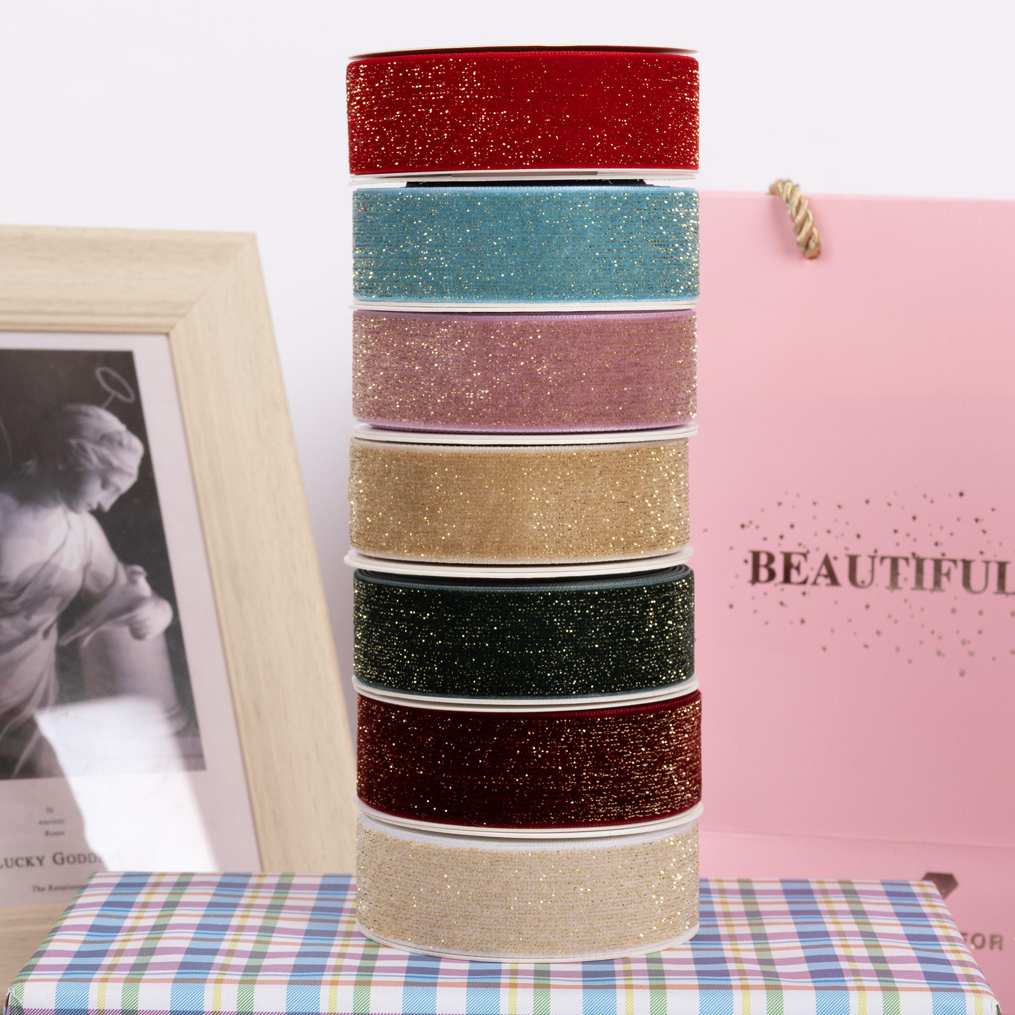 Sparkly 25mm Velvet Ribbon - Unique Design