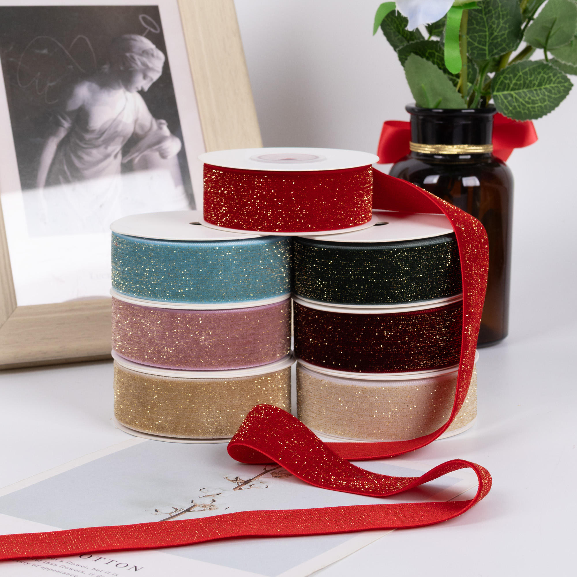 Sparkly 25mm Velvet Ribbon - Unique Design
