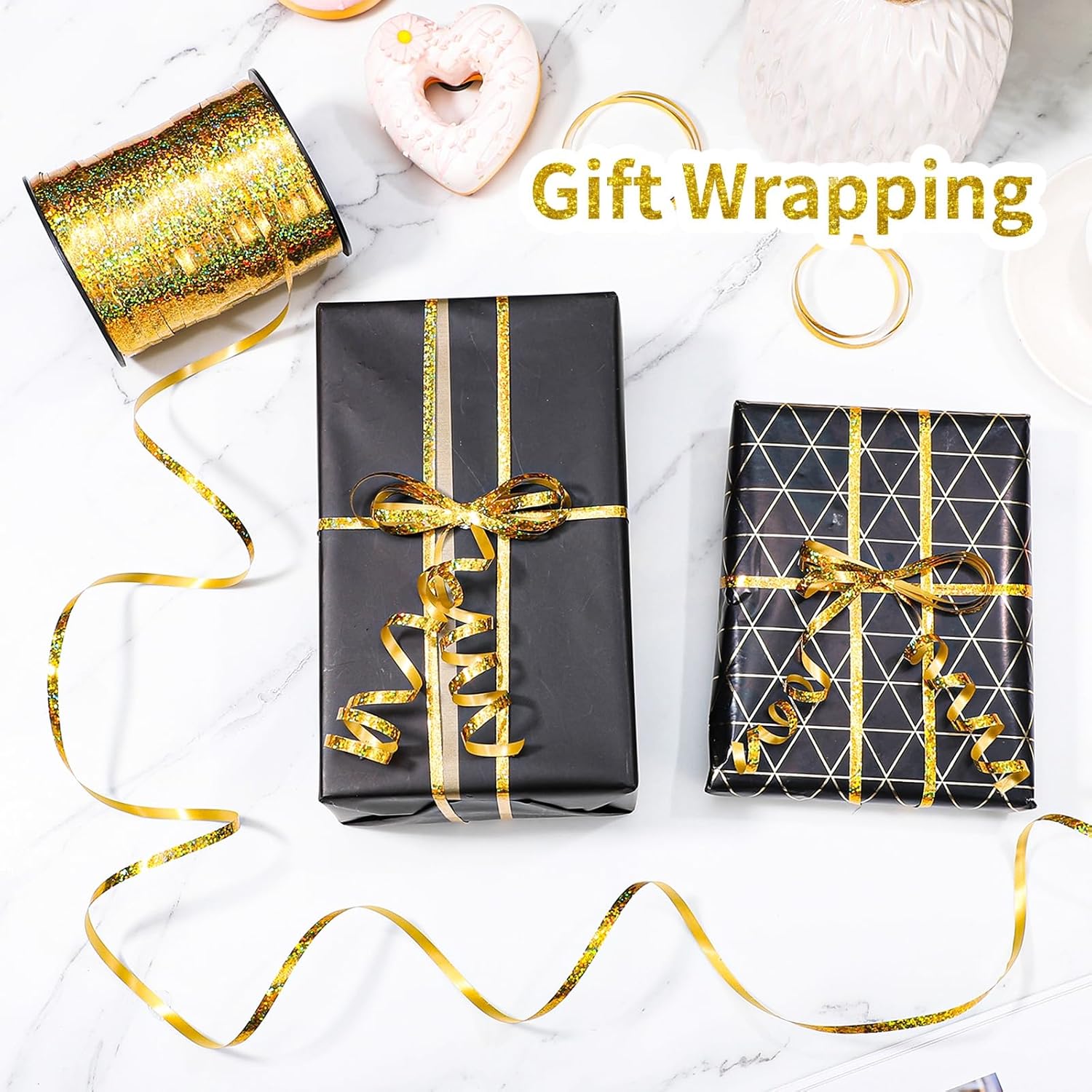 Gold Curly Balloon String Ribbon For Gift Wrapping