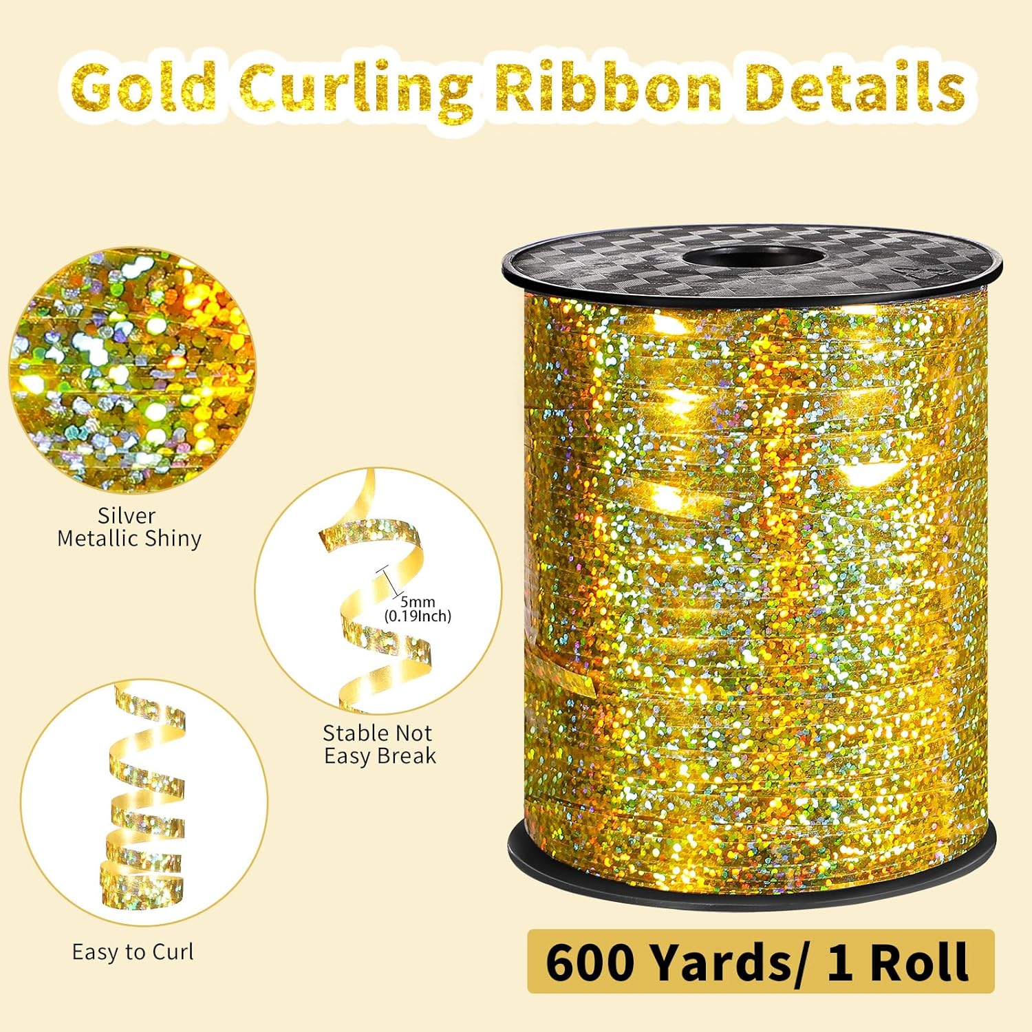 Gold Curly Balloon String Ribbon For Gift Wrapping