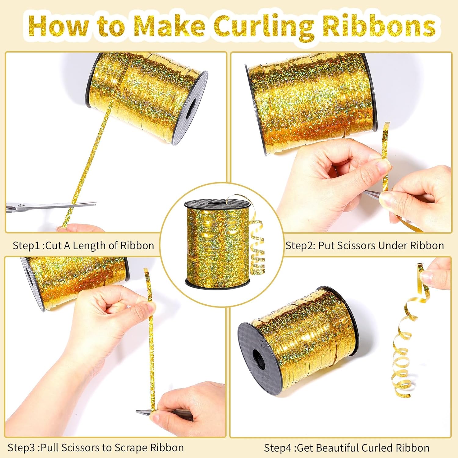 Gold Curly Balloon String Ribbon For Gift Wrapping