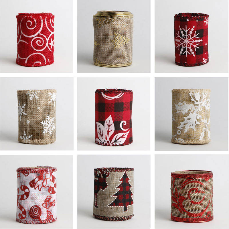 Wired Burlap Ribbon for Christmas Tree Decoration