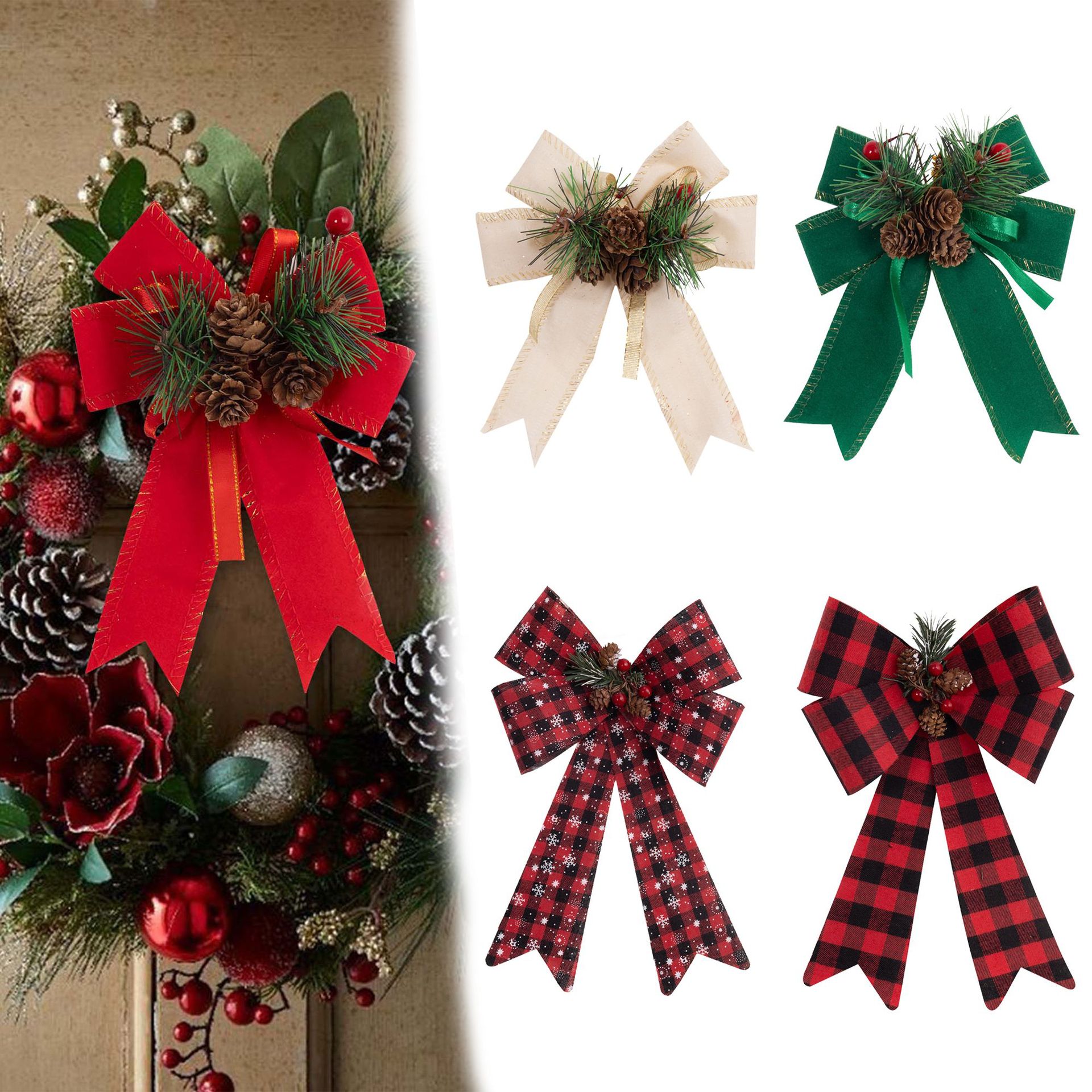 Custom PVC Christmas Bow for Indoor Tree Wreath Decor