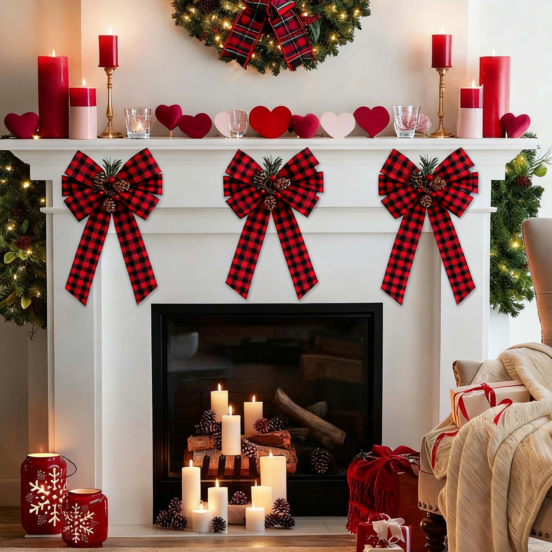 Custom PVC Christmas Bow for Indoor Tree Wreath Decor