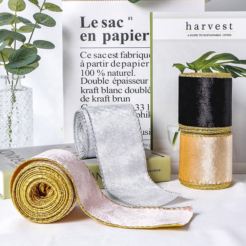 Vintage Custom Wire Edge Velvet Ribbon for Christmas Wholesale