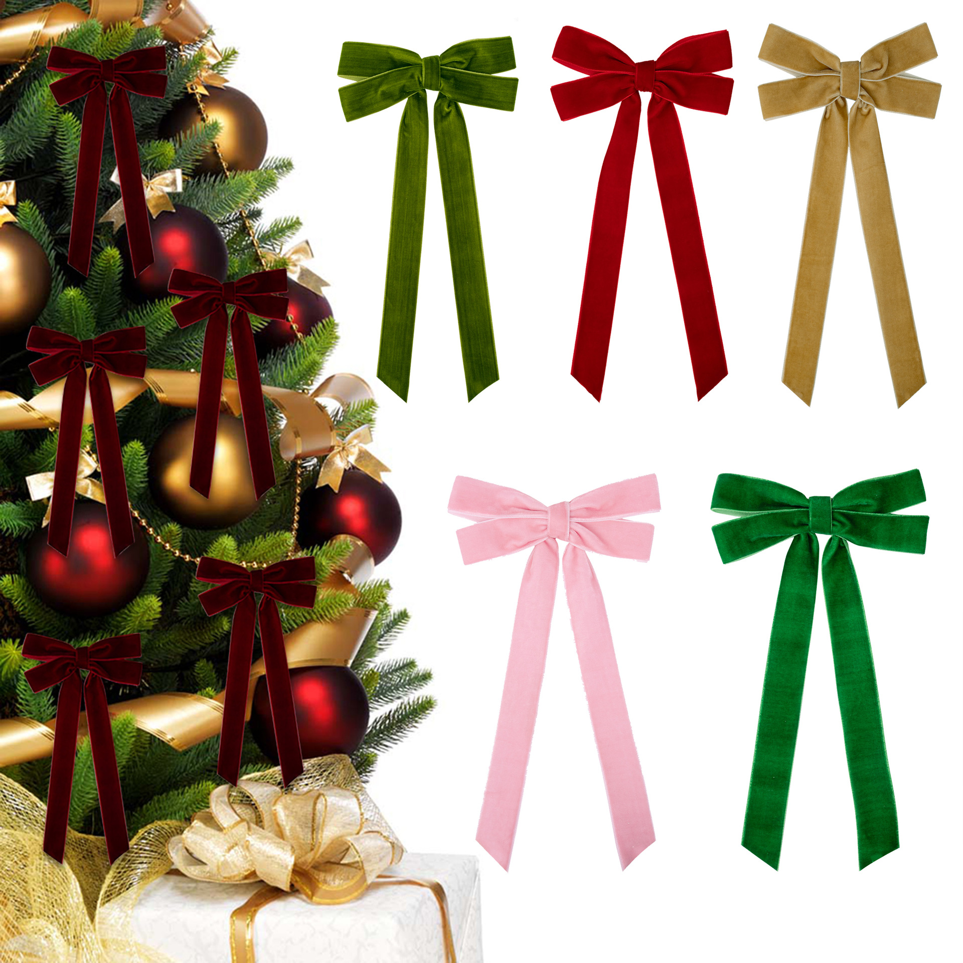Wholesale Ribbon Bows for Christmas Tree Velvet Decorations
