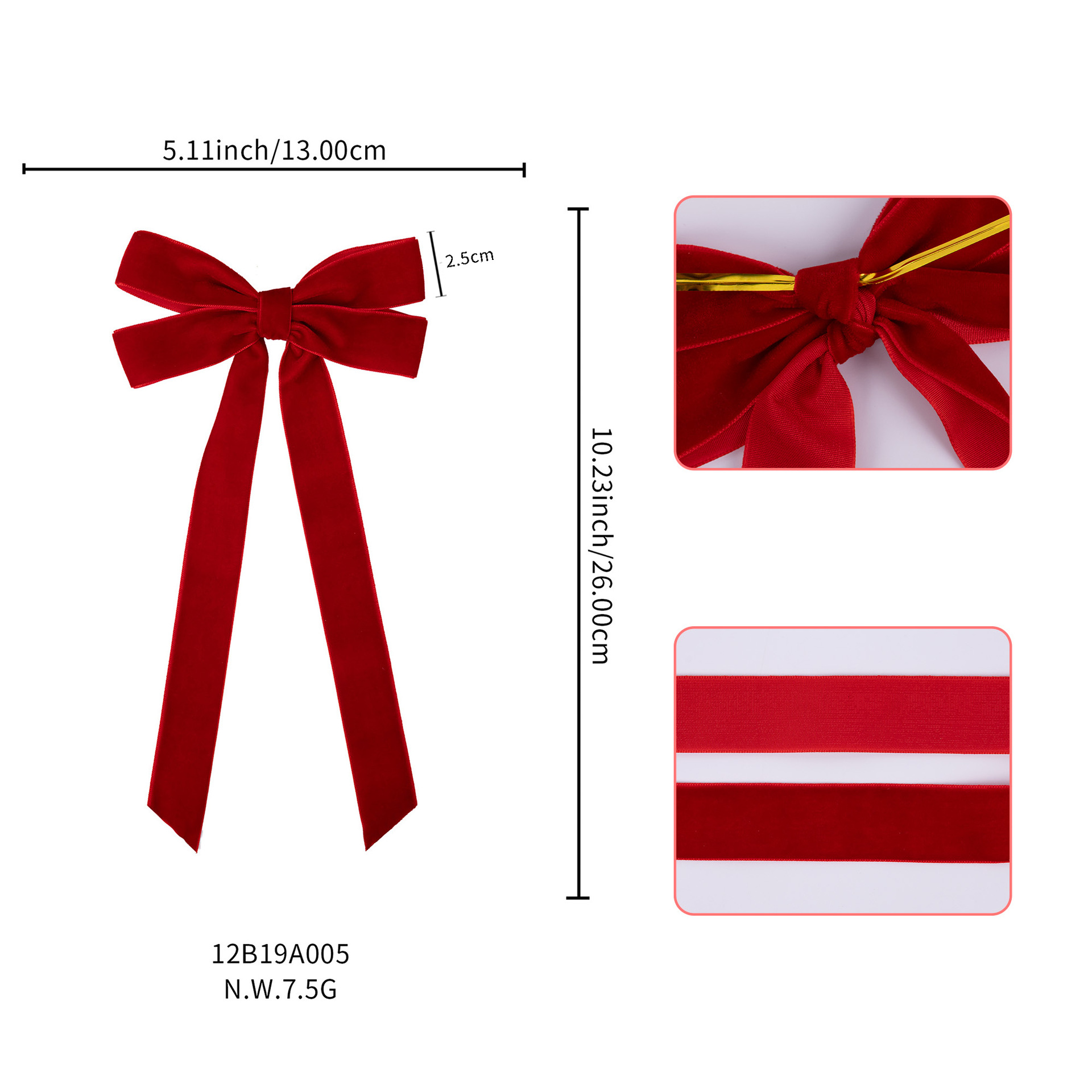 Wholesale Ribbon Bows for Christmas Tree Velvet Decorations