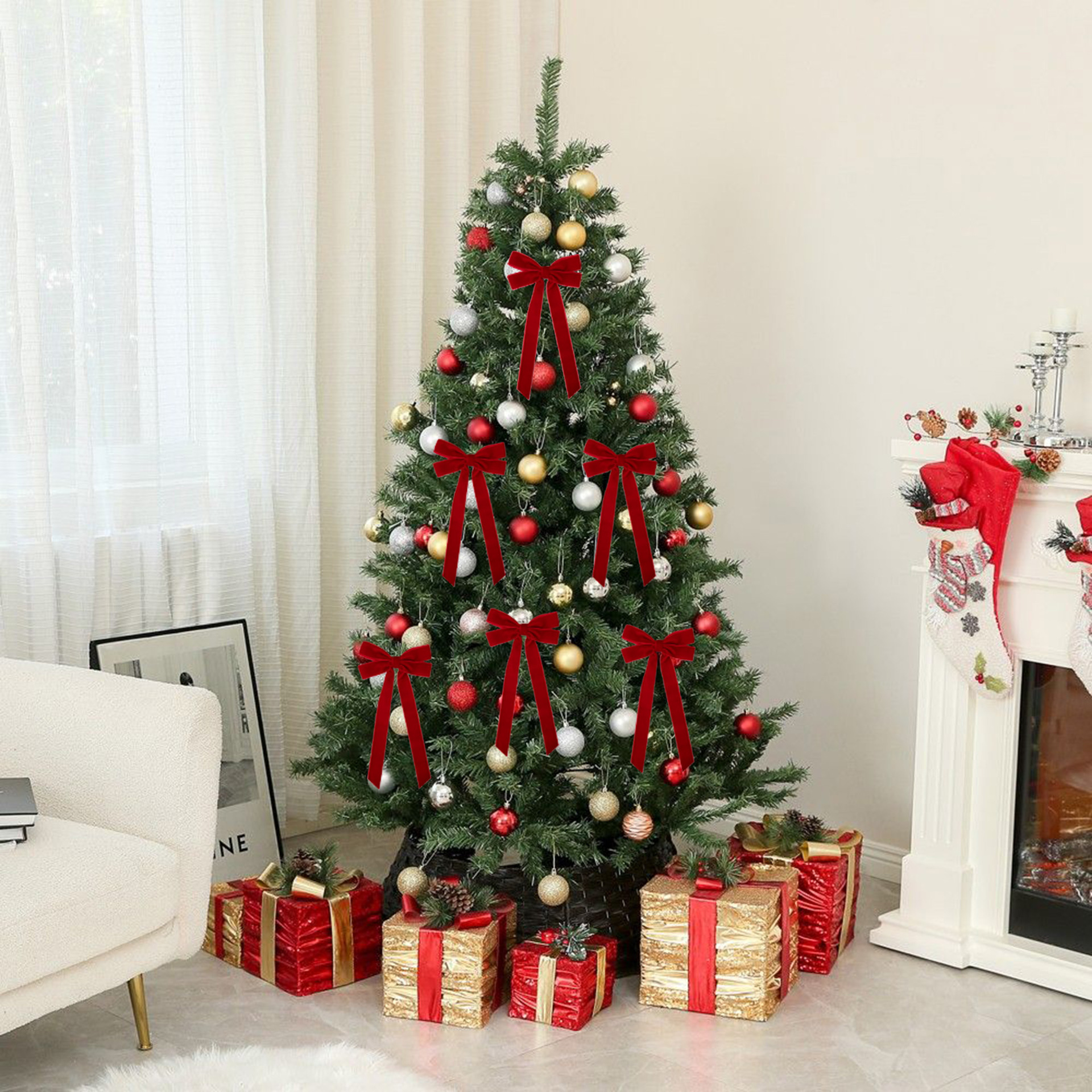 velvet ribbon bows for Christmas tree
