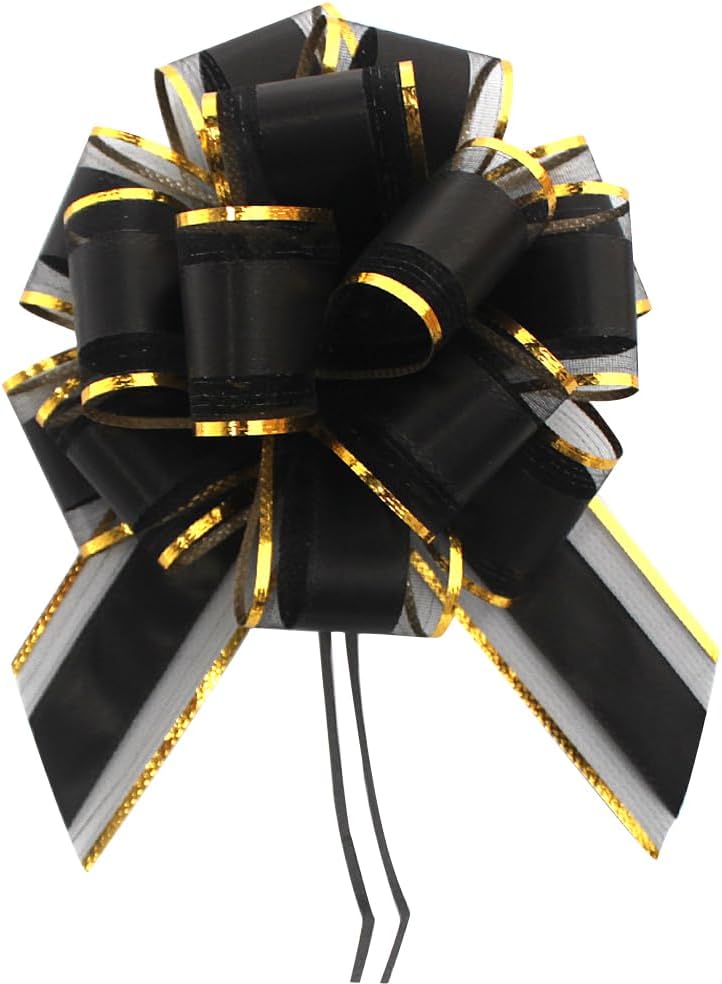 6 Pack Black Pull Bows Bulk for Gift Wrapping Christmas Weddings