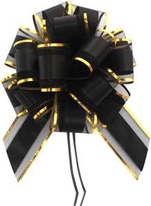 6 Pack Black Pull Bows Bulk for Gift Wrapping Christmas Weddings