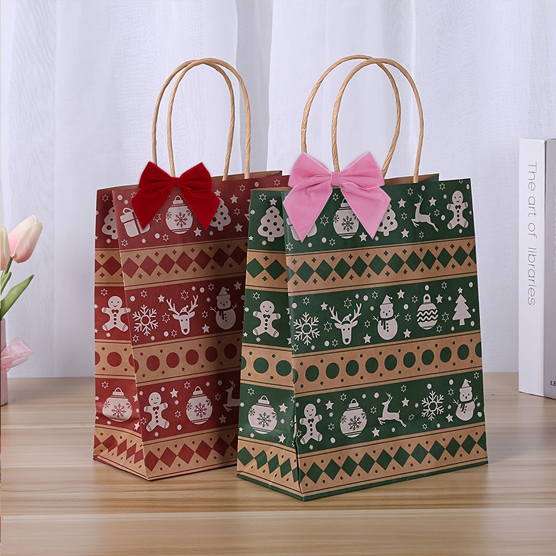 Christmas Ribbon Bows Velvet Gift Bottle Tree Decor