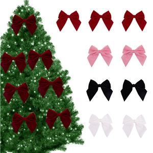 Christmas Ribbon Bows Velvet Gift Bottle Tree Decor