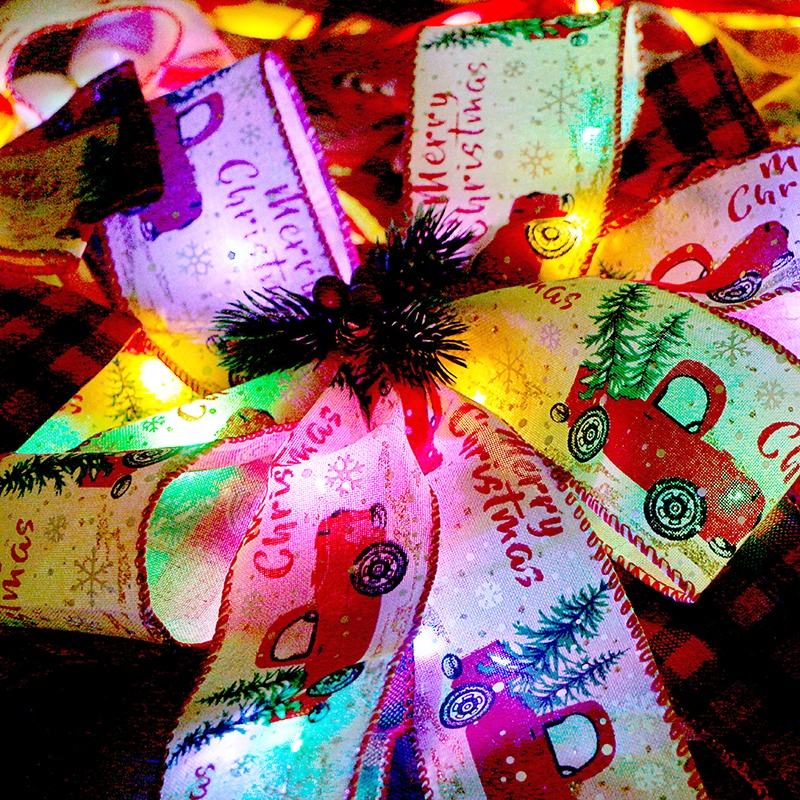 Festive Burlap Christmas Ribbon Bow for Tree Gifts