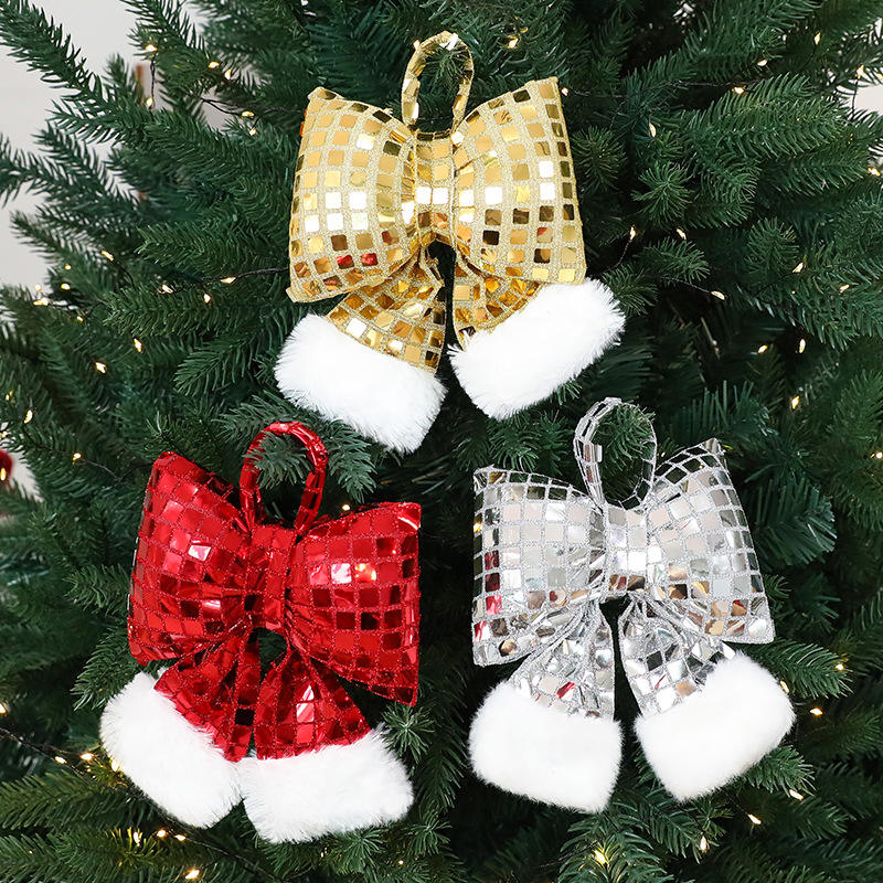 Mirror Sequin Christmas Ribbon Ornaments