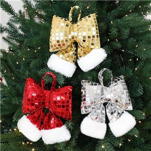 Elevate Holidays with Mirror Sequin Christmas Ribbon Ornaments Sparkle Charm