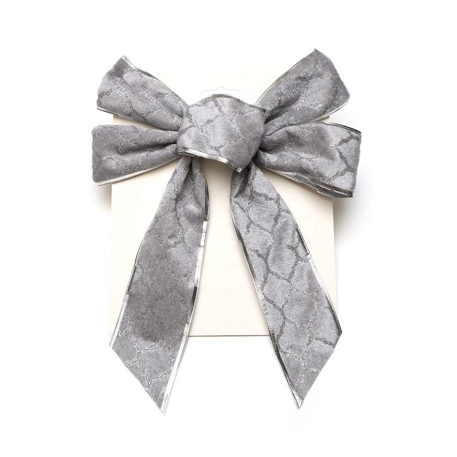 Polyester Christmas Ribbon Wreath Butterfly Bow Wire Edge Wholesale Gift Basket