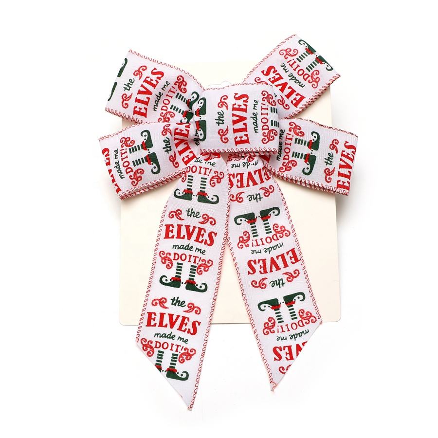 Polyester Christmas Ribbon Wreath Butterfly Bow Wire Edge Wholesale Gift Basket