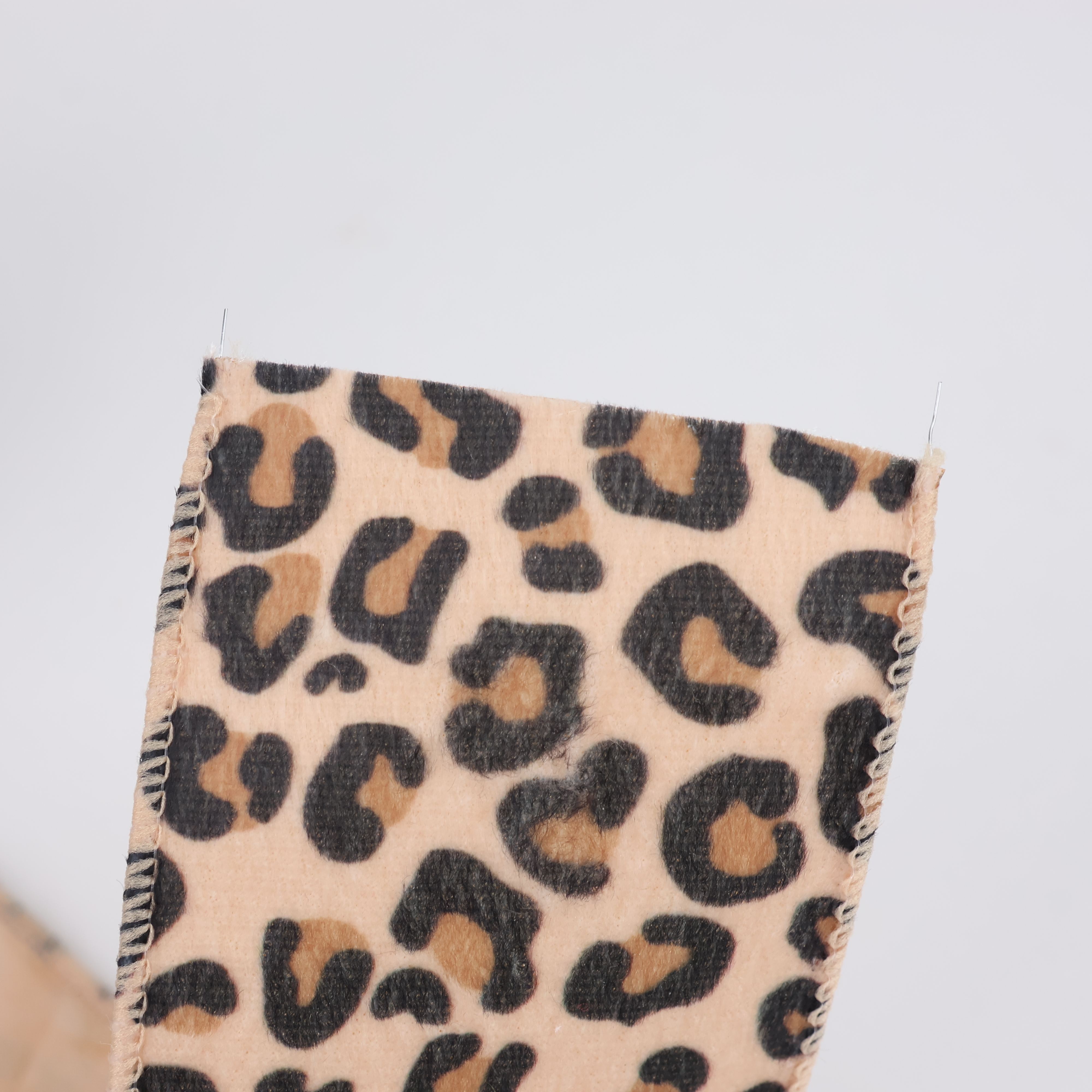 2.5 Inch Leopard Print Velvet Wire Edge Ribbon Gift Wrap Holiday Wire Edge Ribbon Bow
