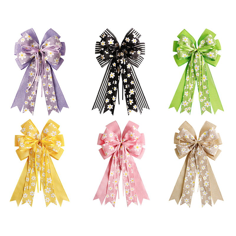 Wholesale spring wreath burlap ribbon bow for home decor
