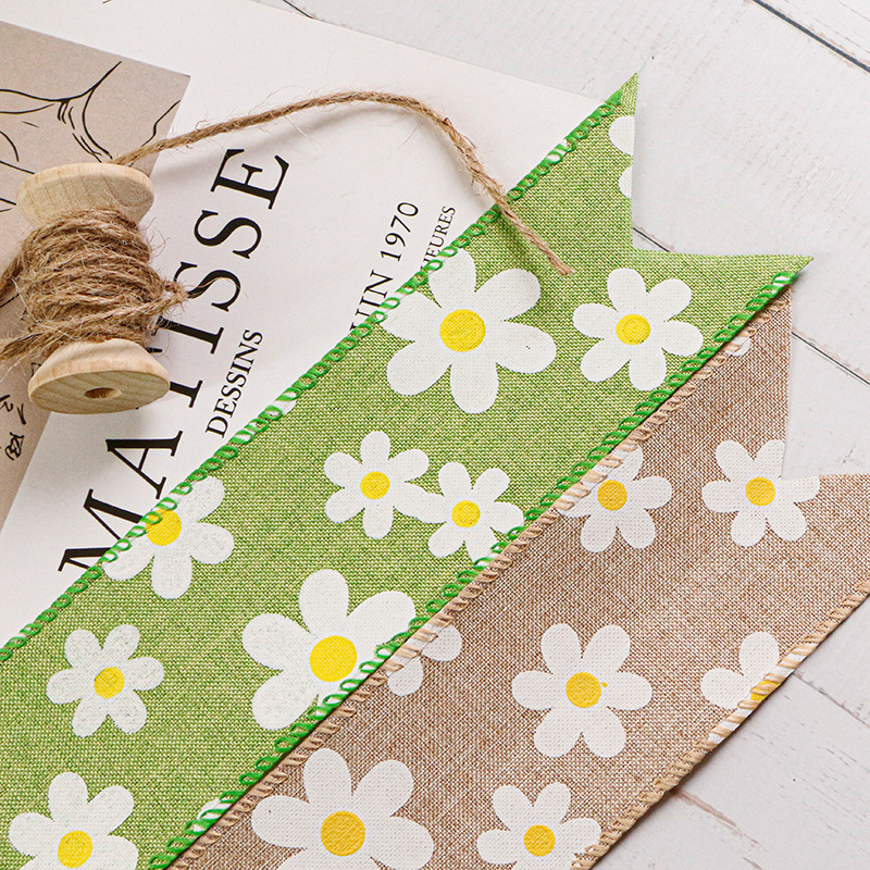 Wholesale spring wreath burlap ribbon bow for home decor