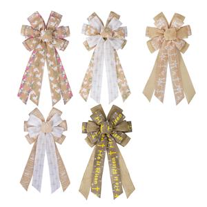 Easter Cross Burlap Bow Decoration for Seasonal Decor