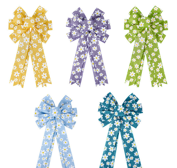 spring daisy wired polyester ready made ribbon bows