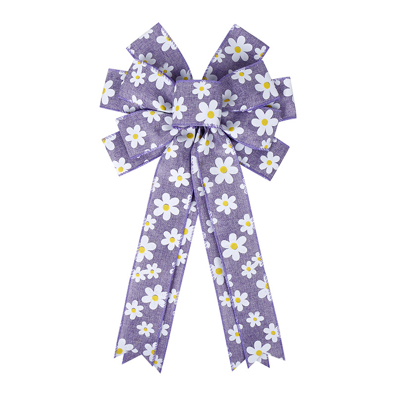 spring daisy wired polyester ready made ribbon bows