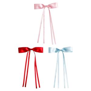 Handmade Satin Bow Ribbon Hair Clips for Girls
