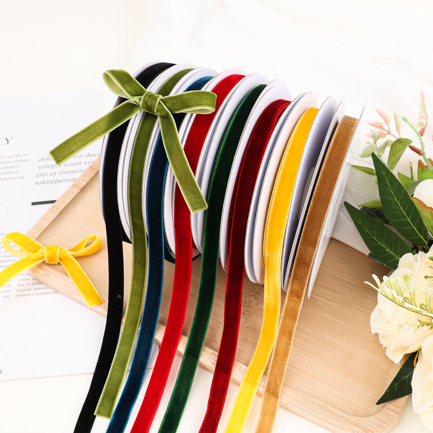 Christmas DIY Gift Wrap Thin Velvet Ribbon for Bows