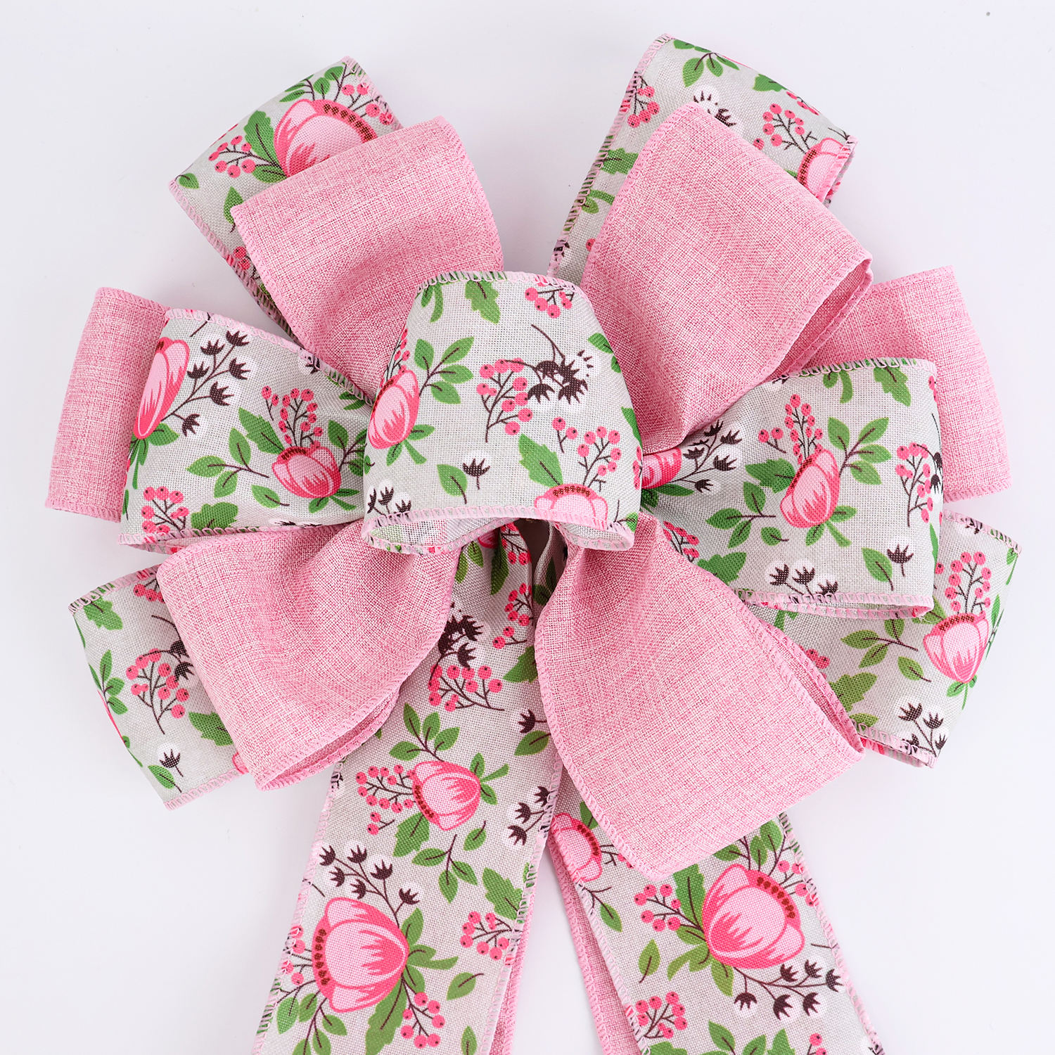 Elegant Large Pink Burlap Tree Bow For Wedding Seasonal Front Door Decor