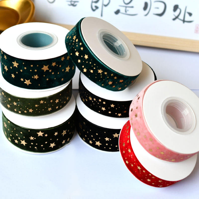 Single-Sided Gold Foil Reindeer Ribbon for Christmas Crafts